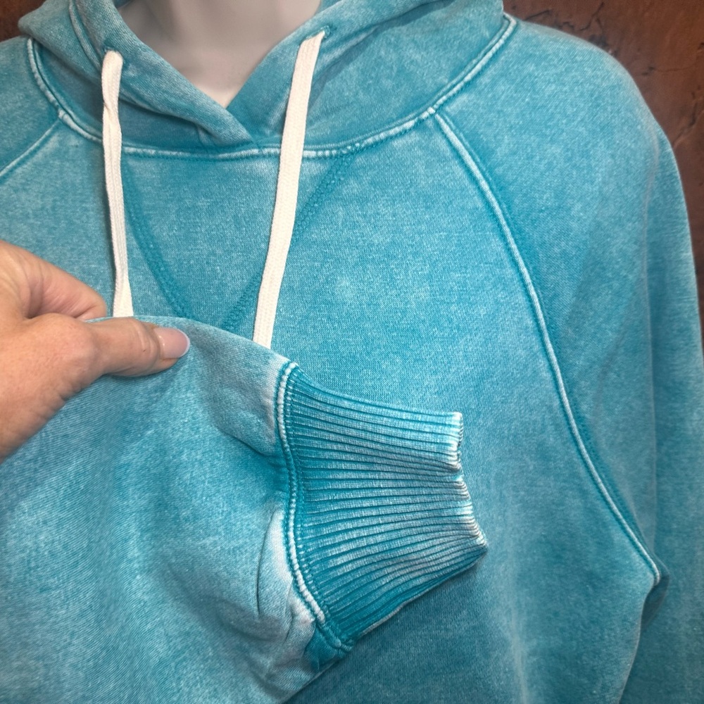 NWOT SIZE S Zenana Outfitters Aqua Blue Hoodie for Women - Picture 4 of 10
